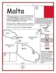 Malta Printable Handout With Map And Flag Basic Geography Geography Worksheets Summer Book List