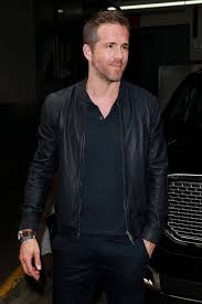 Ryan Reynolds Spotted Out And About In A Classic Leather Bomber Jacket Leatherjacketsformen Mens Leather Bomber Jacket Leather Jacket Men Style Ryan Reynolds