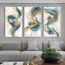 Abstract Golden Deer Painting Big Size Poster Blue Print Gold Wall Art Picture For Living Room Modern Canvas Art Modern Canvas Art Abstract Canvas Painting Gold Wall Art