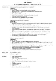Construction Foreman Resume Samples Velvet Jobs