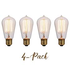 4 Pack Vintage Edison Bulb 60 Watt Showroom Quality Dimmable Incandescent For Sale Online