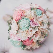 See more ideas about wedding decorations, wood wedding decorations, wedding. Romantic Wedding Bouquet Sola Wood Flowers Pink And Mint Bridal Bou Curiousfloral