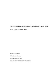 Revised guidelines for formating of thesis/dissertation it is suggested that thesis/dissertation. Textuality Forms Of Reading And The Encounter Of Art Goldsmiths Research Online