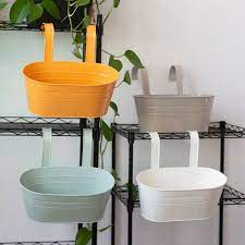 Flower Pot Hanging Pots Balcony Garden Plant Metal Hook Planter Iron Plastic Balcony Planters Hanging Flower Pots Hanging Pots