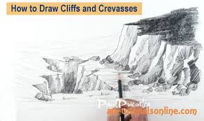 How To Draw Cliffs And Crevasses Landscape Drawings Realistic Drawings Drawings