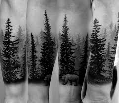Black And White Woods Tattoo Image Result For Pine Tree Woods Tattoo Designs On Back Nature Tattoo Sleeve Tree Sleeve Tattoo Forest Tattoo Sleeve