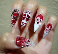 Custom 3d Christmas Stiletto Nails Xmas Nails Christmas Nails Acrylic Christmas Nail Art