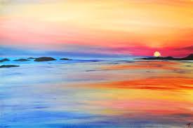 The medium magenta is directly in the center of the canvas and is where the horizon line will be. Beach Sunset Painting Ocean Painting Sunset Painting Beach Sunset Painting