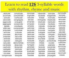Kids think playing with words that rhyme is fun, so they stay engaged in learning longer. Reading With Rhythm And Rhyme 3 Syllable Words Ending In Ate