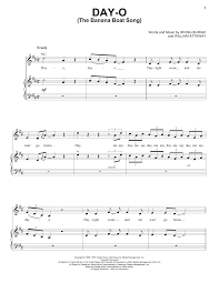 Banana boat song day o. Day O The Banana Boat Song Noten Harry Belafonte Klavier Gesang Gitarre Rechte Hand Melodie