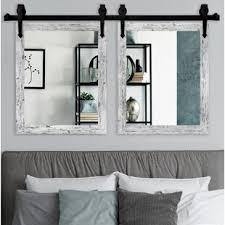 The countertops are colonial white granite. Farmhouse Rustic Mirror Set Vanity Mirrors Birch Lane