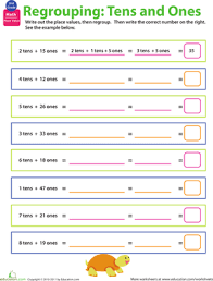 To properly understand the meaning of a number, we need to understand its place value. Regrouping Practice Place Value 1 Worksheet Education Com