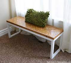 Solid eichenbank modern bank wood oak bench wooden bench bank eiche. Remodelaholic Diy Wood Bench With Box Frame And Chevron Top
