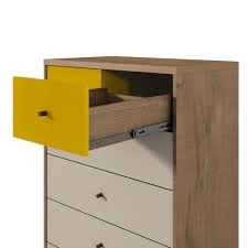 These storage spaces indeed come with various segments or drawers for keeping your important stuff. Joy 48 43 Tall Dresser With 6 Full Extension Drawers In Yellow And Off White Walmart Com Walmart Com
