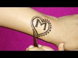 Diy M Letter Tattoo Mehndi Design With Heart Shape Youtube Mehndi Designs Tattoo Lettering Alphabet Tattoo Designs