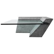 Minimalist Cantilevered Faux Concrete Plaster And Glass Coffee Table Minimalist Coffee Table Modern Glass Coffee Table Coffee Table Design