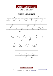 printable cursive letter tracing chart lowercase abc