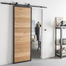 Porte Coulissante Bois Indus Noir H 204 X L 73 Cm Leroy Merlin Porte Coulissante Bois Porte Coulissante Porte Galandage