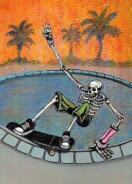 Skate Art Print Skeleton Skateboard Valentines Day Gift Day Of Dead Skateboarding Art Print Skateboarder Art Office Art Home Office Hippie Painting Hippie Art Art Collage Wall
