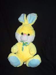 Megatoys Yellow Bunny Rabbit Pink Nose Blue Ribbon Plush 13 Easter Megatoys Easter Toys Bunny Rabbit Bunny