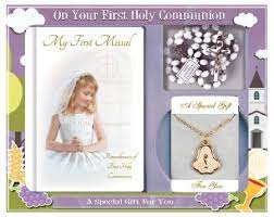 The girls and boys expect gifts on their first holy communion parties. Communion Gift Set Girl With White Rosary Crucifix Knock Shrine