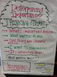 Determining Importance Thinking Stems Anchor Chart Strainer