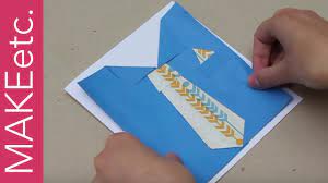 Sheet of a4 card small piece of fold the top edge of the card over on the diagonal, from the centre cut to the top corners, to make the collar. How To Make A Shirt And Tie Card For Father S Day Youtube