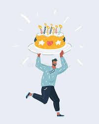 A 30th birthday cake for a cycling, swimming, running enthusiast! Man Holding A Birthday Big Sweet Cake With Candles Stock Vector Illustration Of Celebrate Isolated 156917471