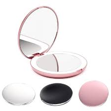 Travel Portable Led Light Mini Makeup Lighting Mirror Compact Pocket Foldable Led Mirrors Alexnld Com