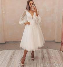 Weißes nuno filz damen kleid. Kurze Brautkleider Gunstig Online Kaufen