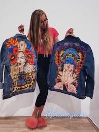 Hand Painted Denim Jacket Denim Jacket With Art Gift Custom Etsy Hand Painted Denim Jacket Diy Denim Jacket Denim Art Custom jackets ariana grande denim jacket, jean jacket, outerwear, women's denim jacket, girl, patches, personalizable, hand painted you can change some elements, details in the work that you do not like or would like to add hand painted customized cute llama denim jacket with pink | etsy. hand painted denim jacket denim jacket
