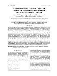 Journal of health, population and nutrition (jhpn) icddr,b. Pdf Perceptions About Probiotic Yogurt For Health And Nutrition In The Context Of Hiv Aids In Mwanza Tanzania J Mwanga Academia Edu