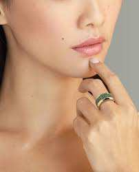 Cortez Camouflage Gold Ring with 2.40Ct Green and Black Diamonds 14K Rose Gold