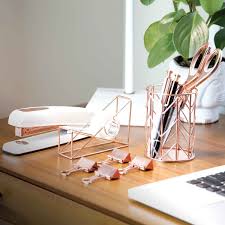 Rose Gold Office Supplies Scissors Tape Dispenser Stapler Clips Pen Cup And Pens I M Obsesse Cubicle Decor Stylish Office Supplies Gold Desk Accessories