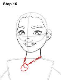 Draw a big triangle under head as a guide for moana's torso by first drawing a horizontal. How To Draw Moana
