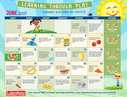 June 2017 Pre K Kindergarten Activity Calendar Summer Preschool Activities Summer Preschool Summer Learning