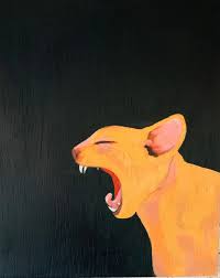 Yawning Cat Pop Art Original Painting Orange Cat On Wood Dark Green Background Free Shipping In 2020 Pop Art Cat Cats Art Drawing Dark Green Background
