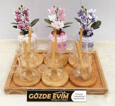 19 Parca Bambu Tepsi Bambu Tabak Bambu Kasik Ince Cam Kulplu Bardak 169 Kutahyaporselen Yemektarifleri Ceyizim Ceyizhazirlig Table Decorations Decor Glass