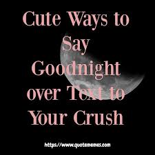 There are a bunch of ways to do that. Cute Ways To Say Goodnight Over Text To Your Crush Quote Memes
