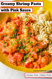 Shrimp Pasta With Tomato Cream Sauce Gluten Free Dairy Free Recipe Dairy Free Tomato Cream Sauce Pasta Creamy Shrimp Pasta
