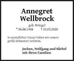 Leonie ist die schwester von lucas märtens. Traueranzeigen Von Annegret Wellbrock Trauer Gedenken