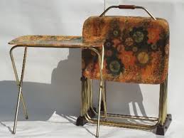60 Mod Fiberglass Tv Trays Tray Tables Set W Retro Flower Power Print Tray Table Table Settings Retro Flowers
