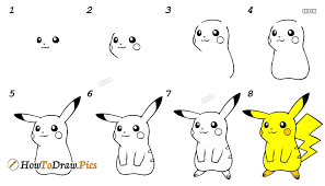Draw pikachu's face….follows the oval shape that you drew in step #1 (mostly), until you get to the chin. How To Draw Pikachu Howtodraw Pics