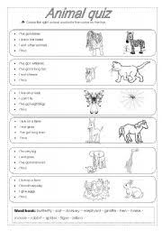 How much do you know about animals such as the tiger, lion, shark, cat, crocodile, . Animal Quiz Esl Worksheet By Tippinella
