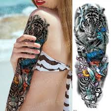 125 finest butterfly tattoo ideas and designs. Full Arm Temporary Tattoos Big Tiger Squid Butterfly Tattoo Designs Flower Arm Sleeve Tatoos Bird Tattoo Colorful Cool Men Women Temporary Tattoos Aliexpress