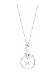 Amor Kette Mit Anhanger Fur Damen Mit Stern Anhanger Glanzendes Silber 925 Zirkonia Klingel