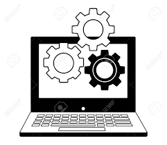Open laptop with webcam vector clip art laptop clipart black and white free transparent clipart clipartkey from www.clipartkey.com. Laptop And Gears Setting Work Vector Illustration Black And White Royalty Free Cliparts Vectors And Stock Illustration Image 103546331