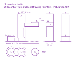 Dimensions.com is an ongoing reference database of dimensioned drawings documenting the standard measurements and sizes of the everyday objects and spaces that make up our world. Willoughby Triple Outdoor Drinking Fountain Pet Junior Ada Dimensions Drawings Dimensions Com