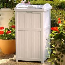 Suncast 33 Gallon Trash Hideaway Outdoor Outdoor Trash Cans Outdoor Trash Container Suncast Outdoor