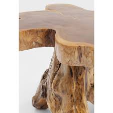 Make holes in the tree stump for inserting the wheels. Coffee Table In The Shape Of A Tree Stump Made Of Solid Teak Wood 63cm